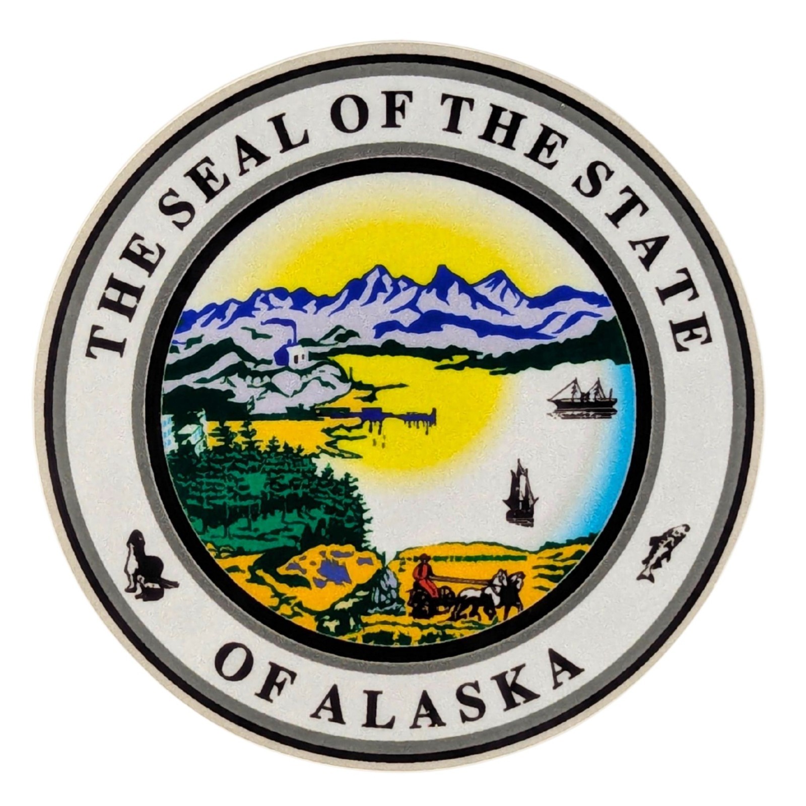 Alaska State Seal Decal – Adhesive Printed Vinyl Reflective Sticker