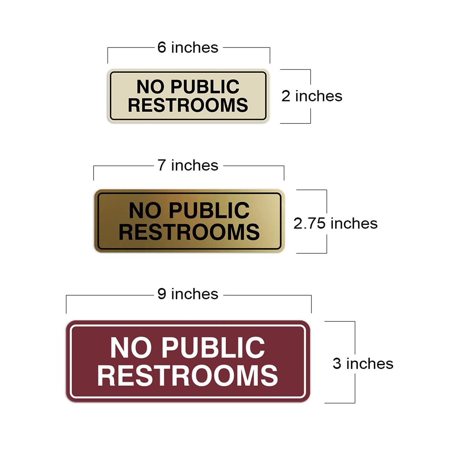 Standard No Public Restroom Wall or Door Sign | Bathroom Signage – Black – Sm…