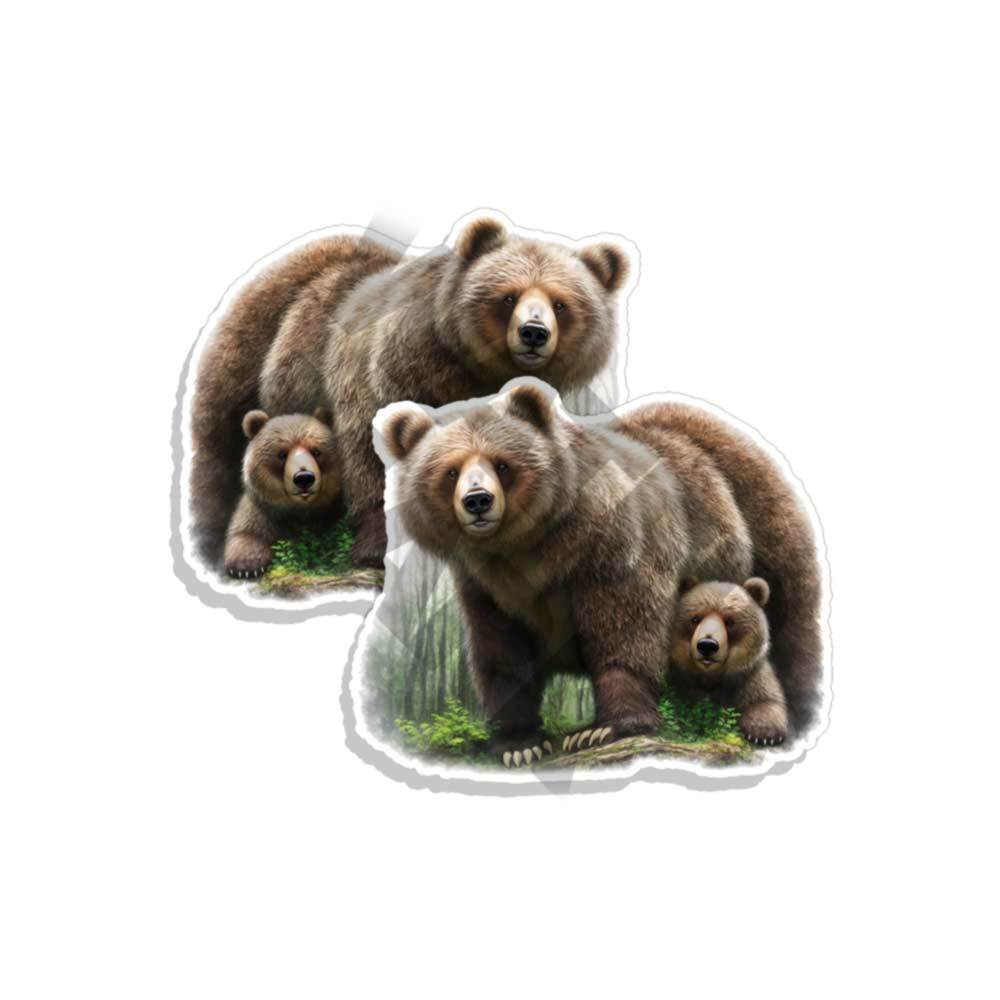 Mamma Bear and Cub Vinyl Stickers Decals NATURE Grizzly Outdoors C35004 2 Pk