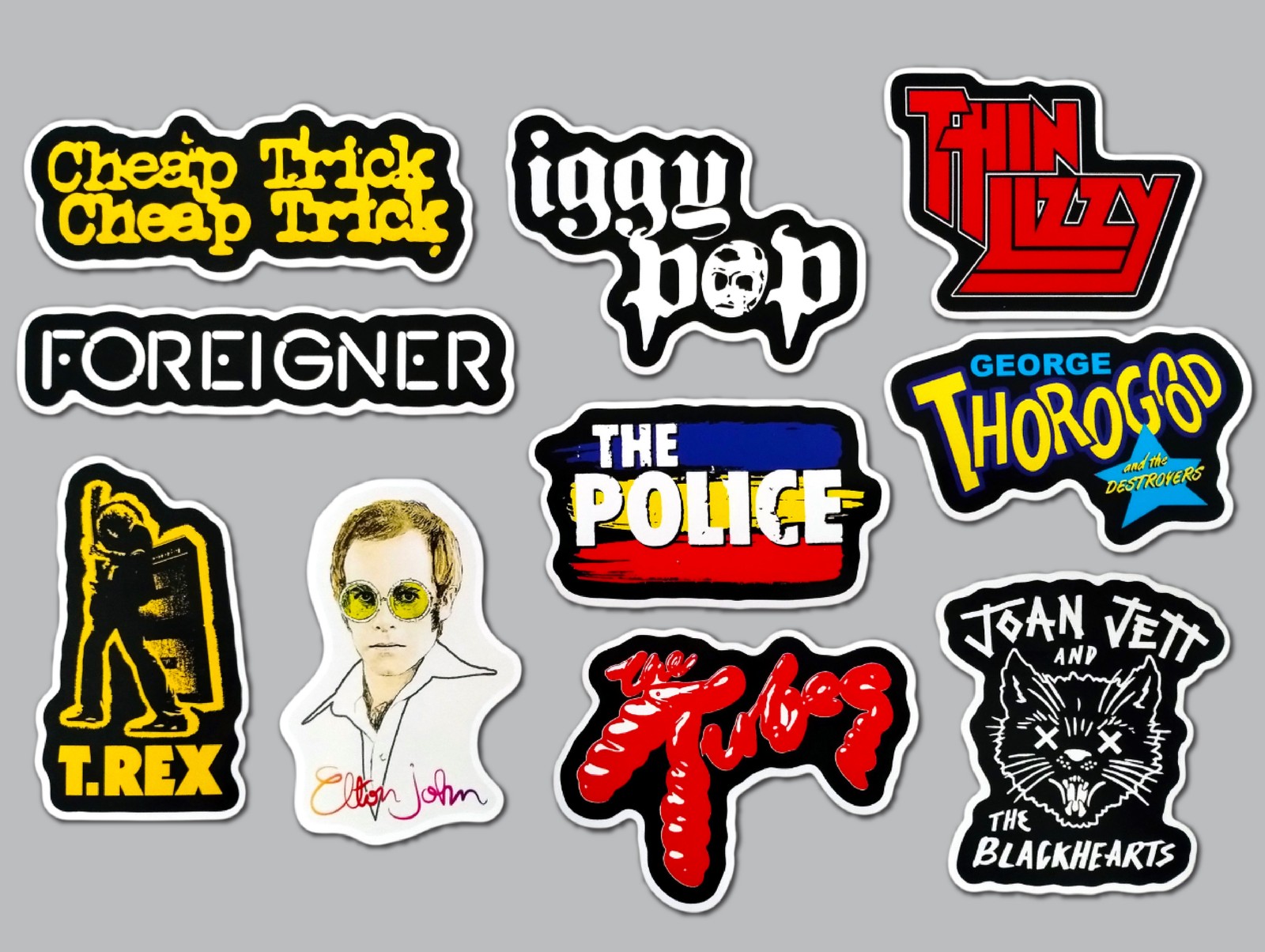 Classic Rock Vinyl Sticker Lot (10 Stickers) SET 4 metal roll vintage punk pop