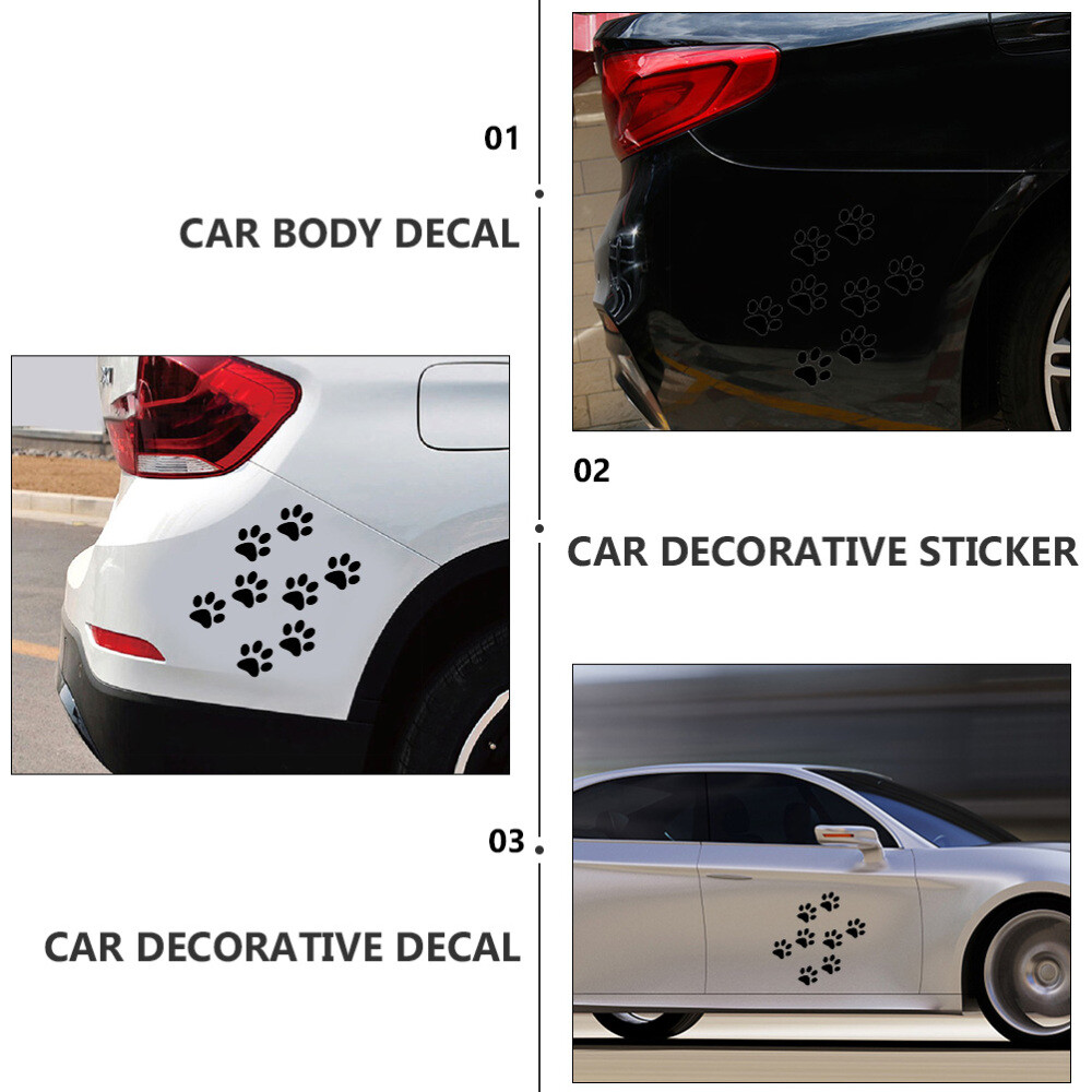 24Pcs Cat Footprint Decal Auto Body Sticker Car Body Sticker Car Window Decal