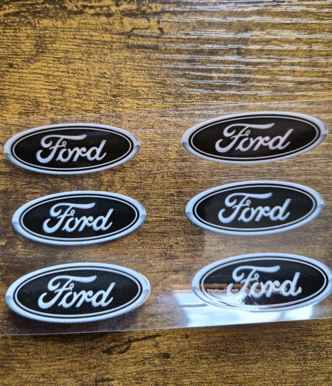 6pc FORD LOGO 2"Black High Quality UVDTF Decal Sticker waterproof USA NOT VINYL