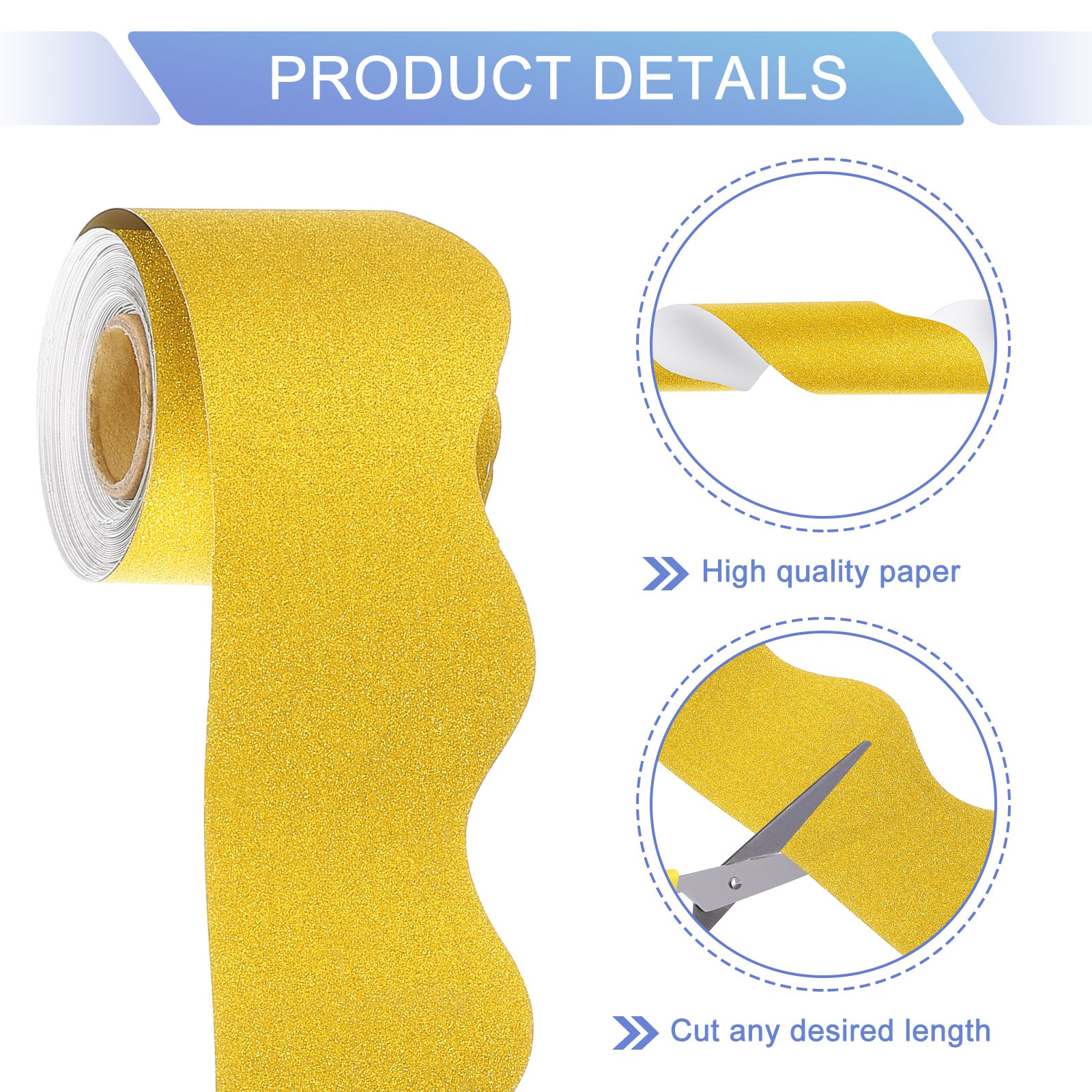 Bulletin Board Border, 32.8Ft x 2.24Inch Classroom Border Trim, Matte Yellow
