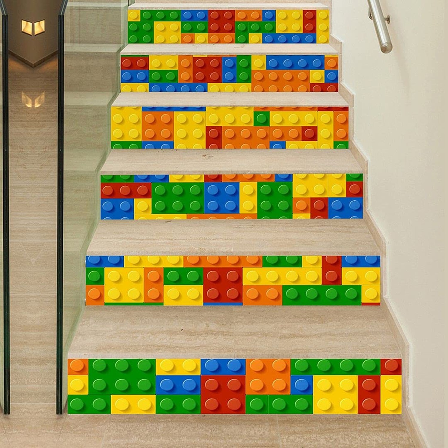 3D 6PCS Stair Sticker Fashion Home Self-Adhesive Wall Decal Waterproof Stairc…