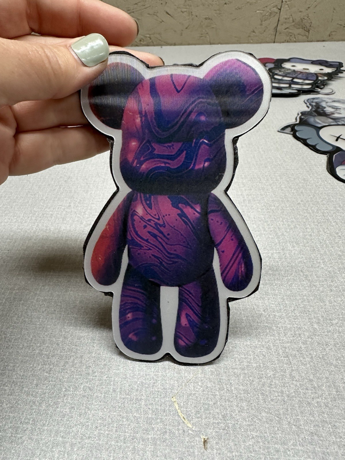 3D Magnet "Drip Bear" "Fluid Bear" Bearbrick Figure Vibrant Purple, Blue, Orange