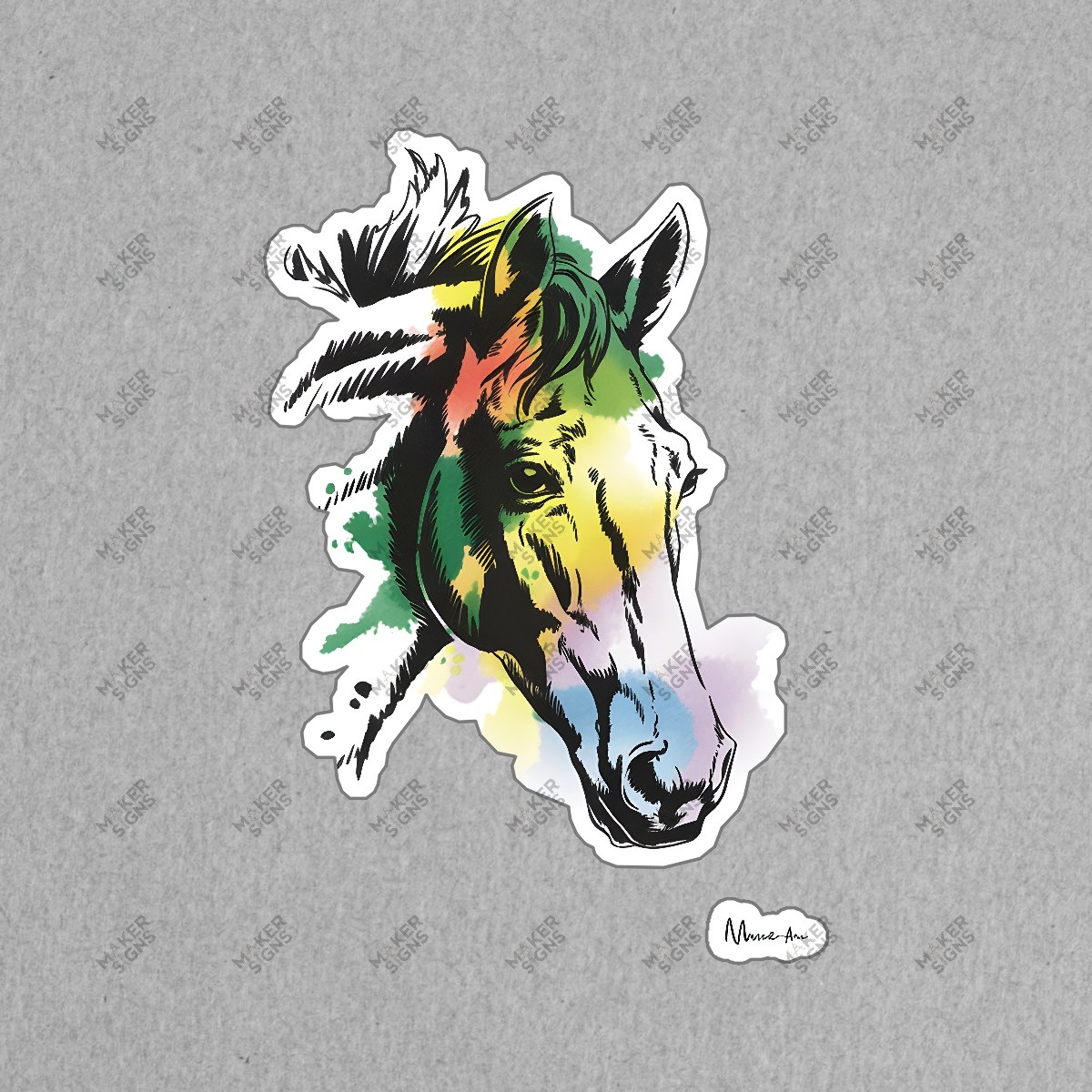 Vibrant Abstract Horse Head Art Print Colorful Contemporary Wall Decor #8247