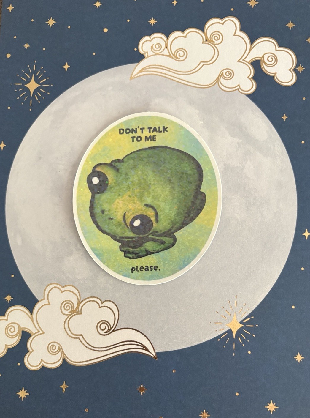 3in Holographic Don’t Talk To Me Anti-Social Frog Original Art Vinyl Sticker