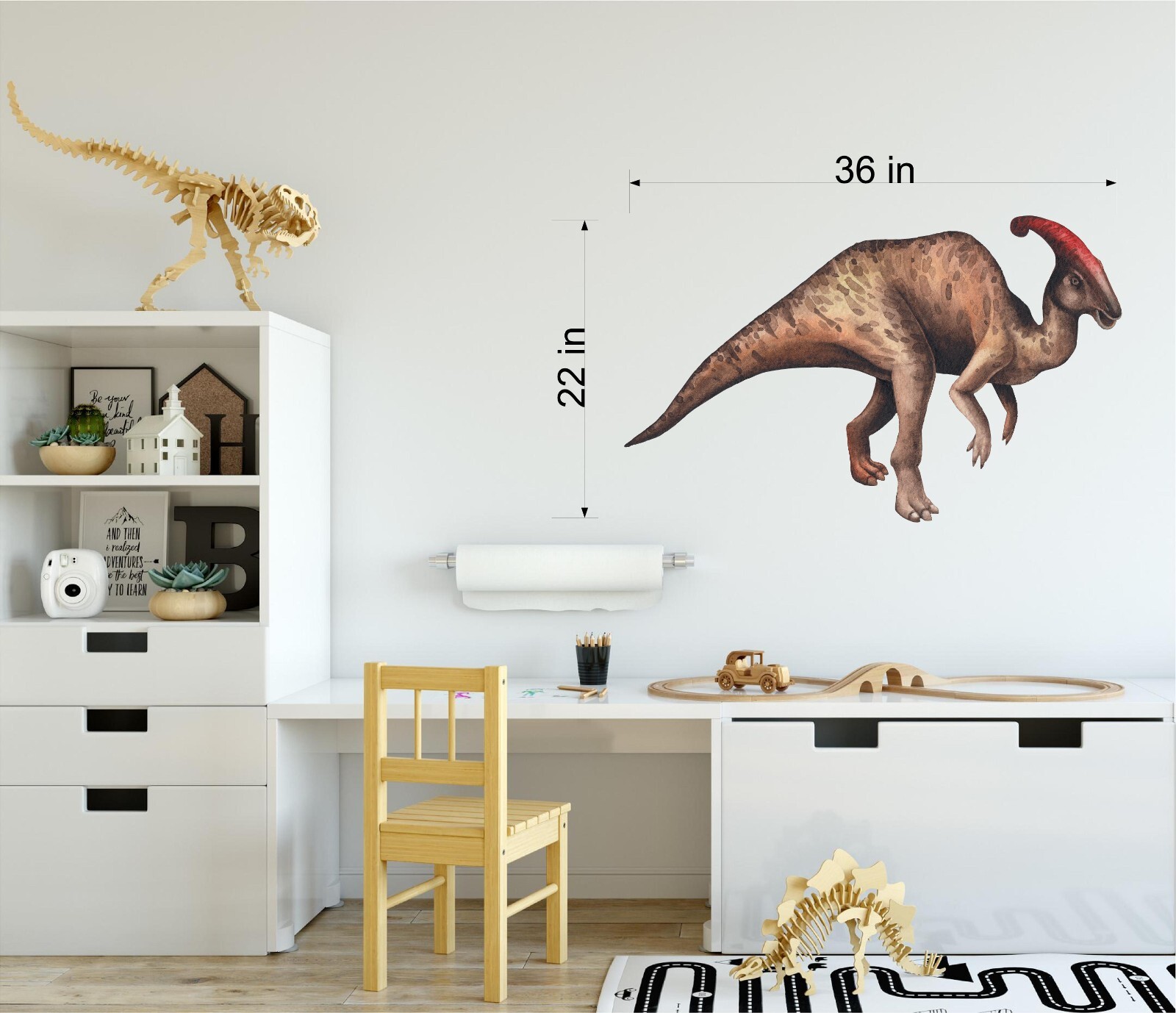 Watercolor Parasauroloph Dinosaur Wall Decal Removable Fabric Vinyl Wall Sticker