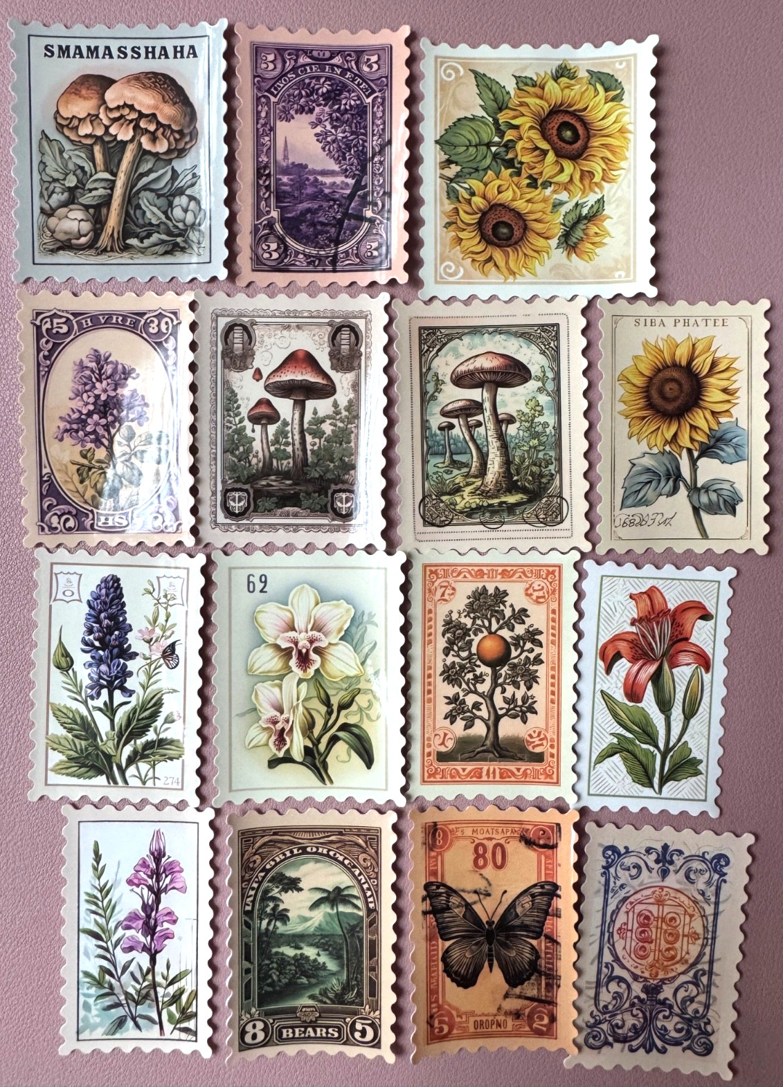 Retro Stamp Stickers Famous Figures & Landmarks Vinyl 7 pcs Random Mix