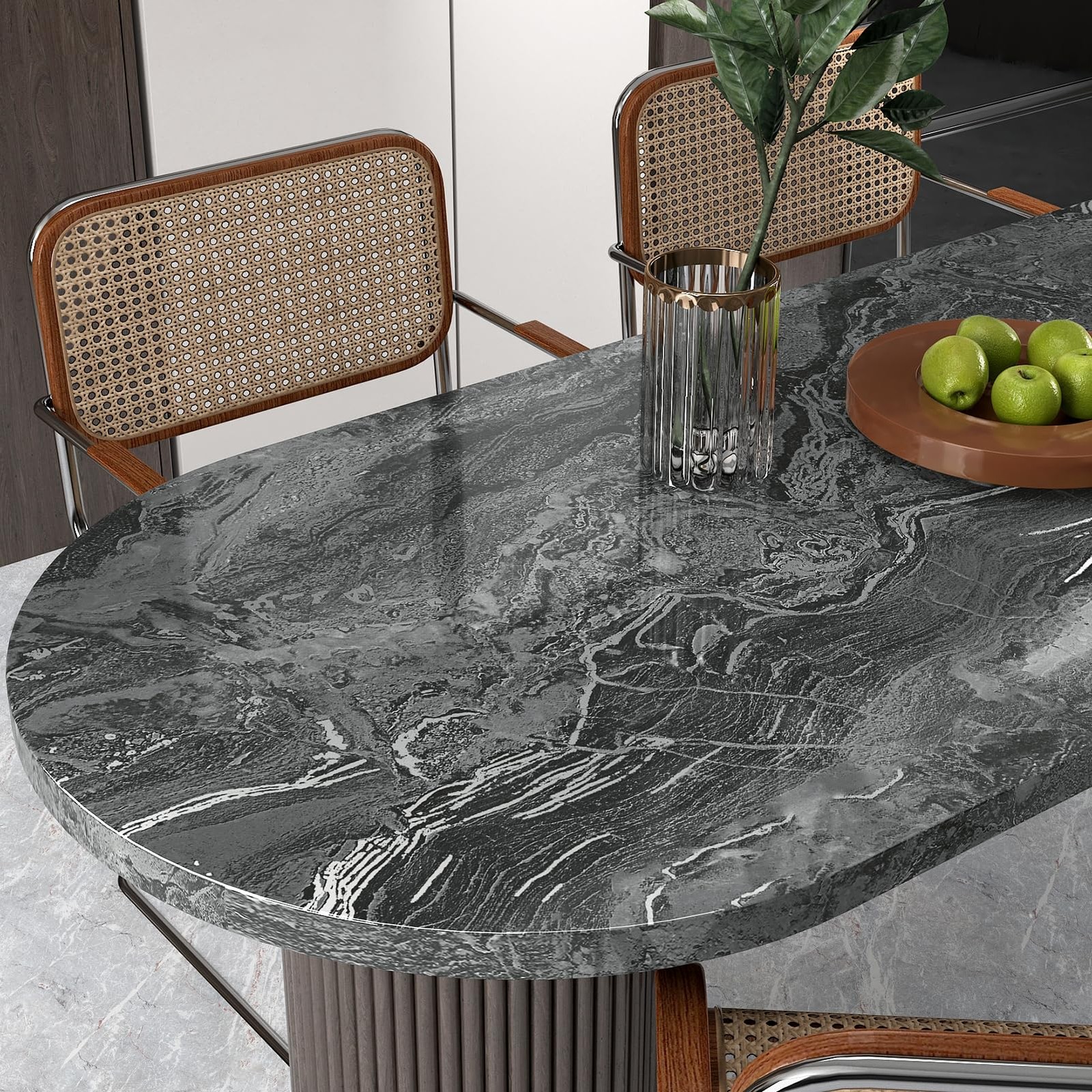 Glossy Black Marble Paper for Countertops 15.8"x236" Silver Granite Peel an…