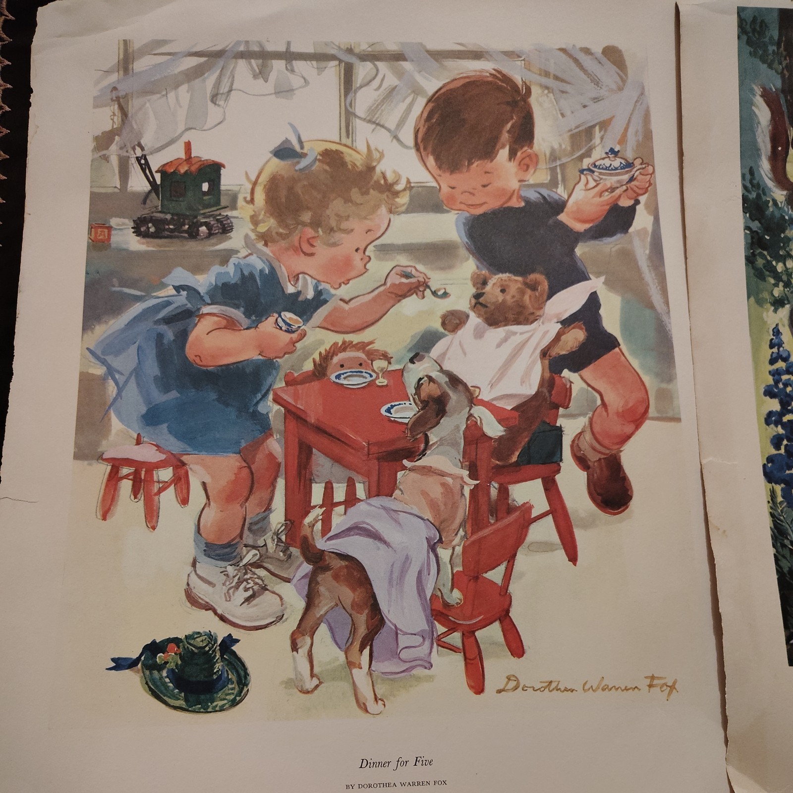 Vintage Set of Lithograph Prints Children Nursery Books Stories Little Red