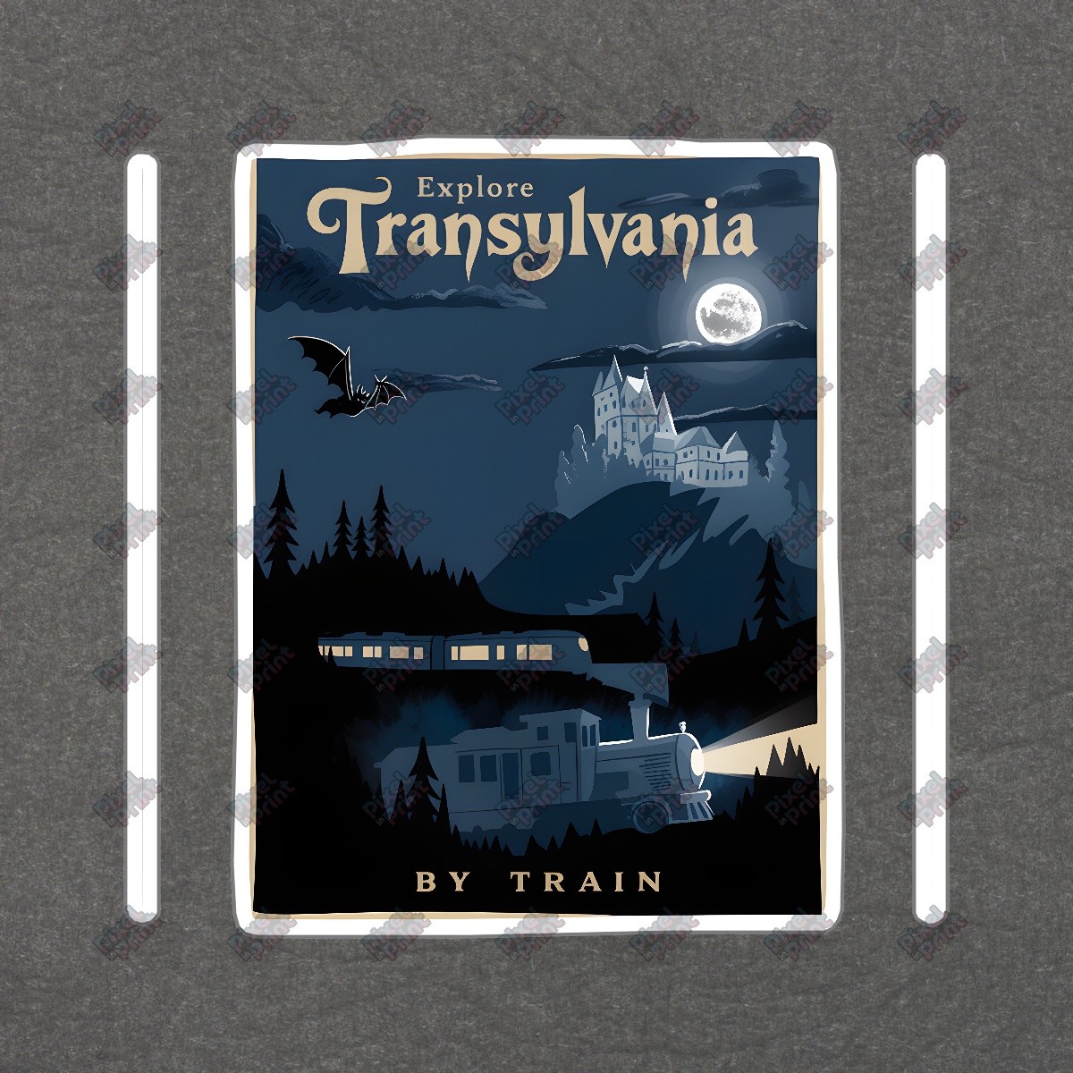 Vintage Travel Poster Explore Transylvania by Train Gothic Castle Art #8335