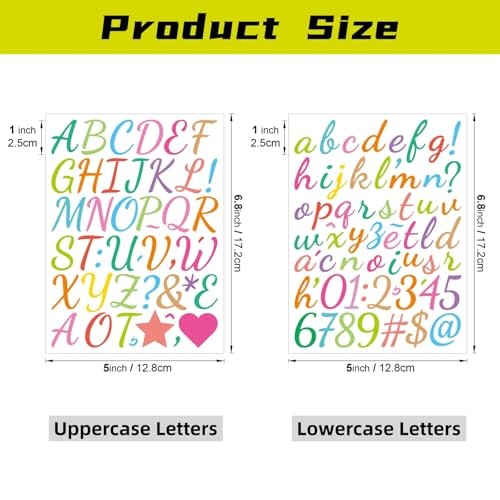 New 1600Pcs 30 Sheets Small Letter Number Stickers, Colorful (Writing Style)