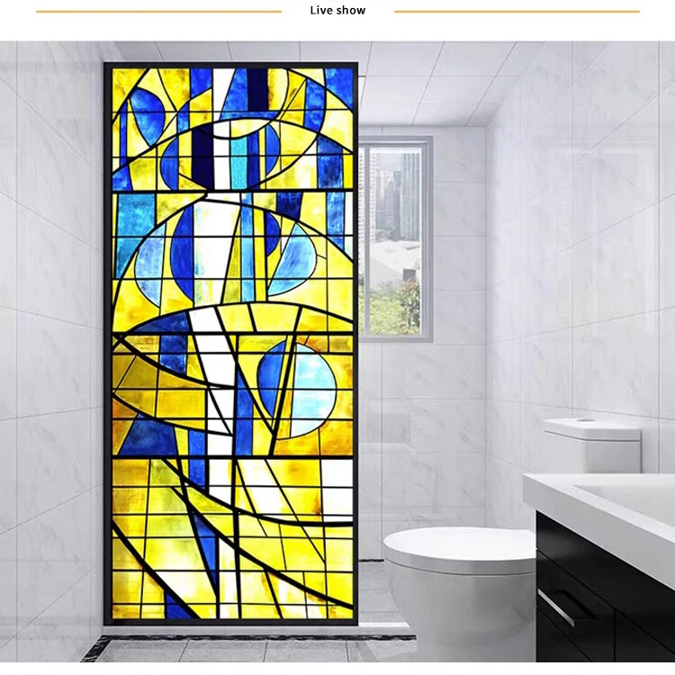 Retro Static Cling Privacy Window Sticker Frosted Stained Church Glass Sticker