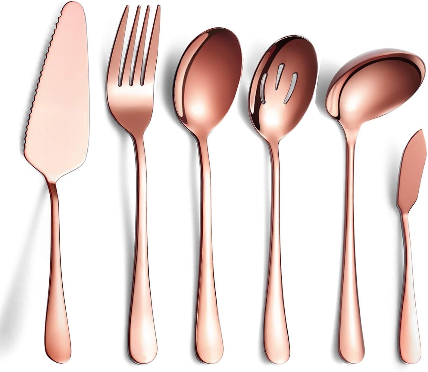 6-Piece Gold Serving Flatware Silverware Set,Stainless Steel Serving Utensil …