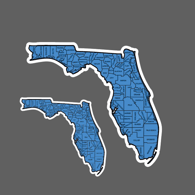 FL Florida State Flag Outline Counties Car Truck Sticker Decal Made FL 2 for 1