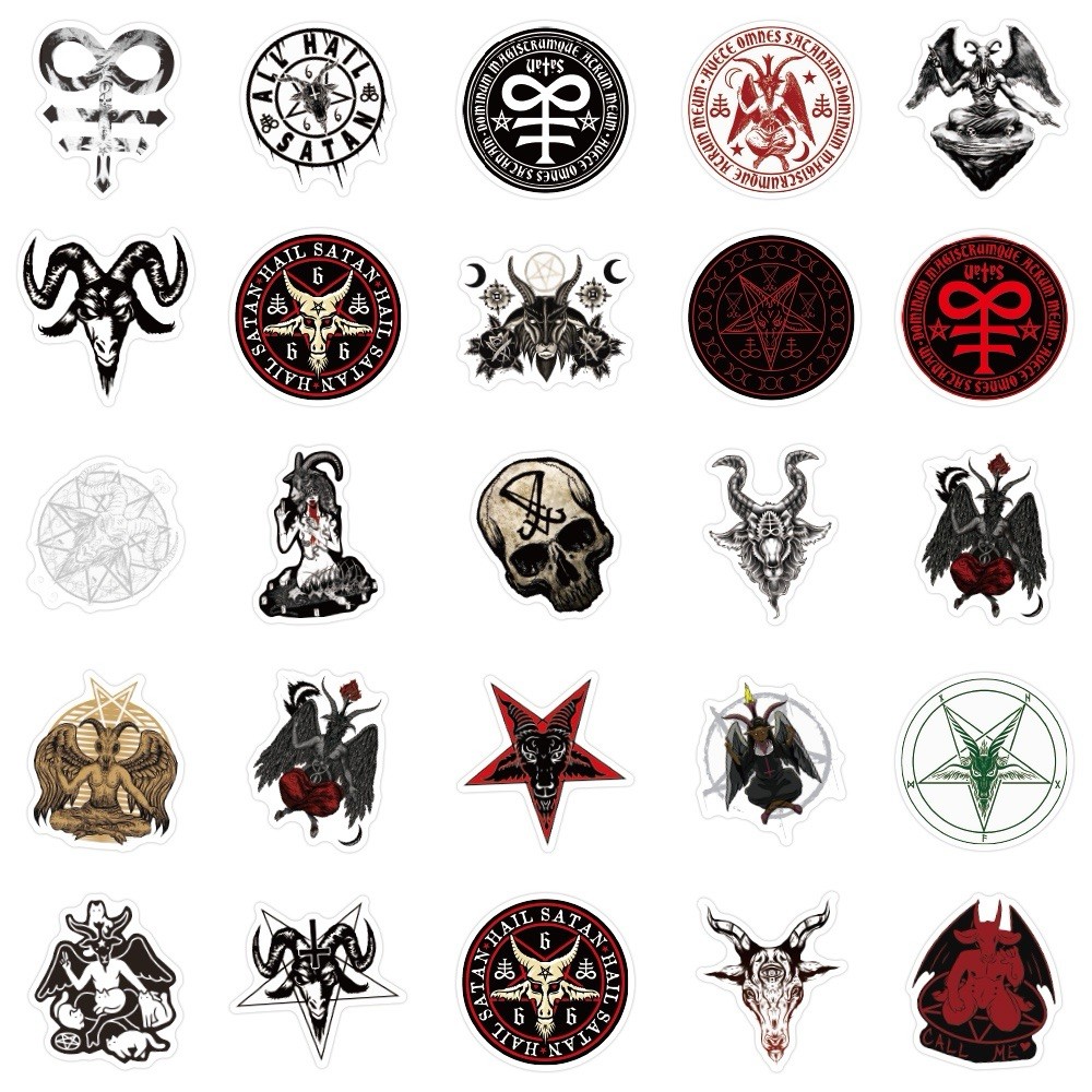 20 Random Satanic Stickers Devil 666 Decals Skull Satan Horror Red Free Shipping