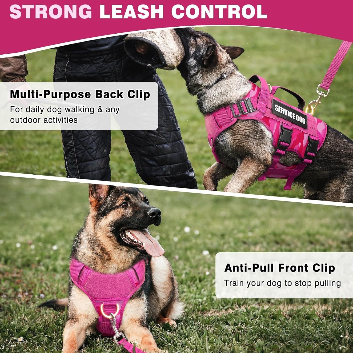 Service Dog Vest Harness for Medium Dog, Tactical Working MOLLE Vest with 10 Pet