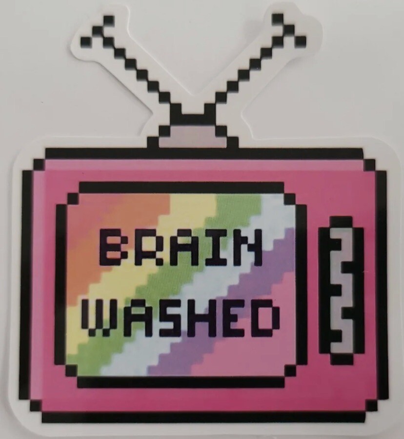 Brain Washed Phone Sticker (2 inch) Pixel Social Media TV News