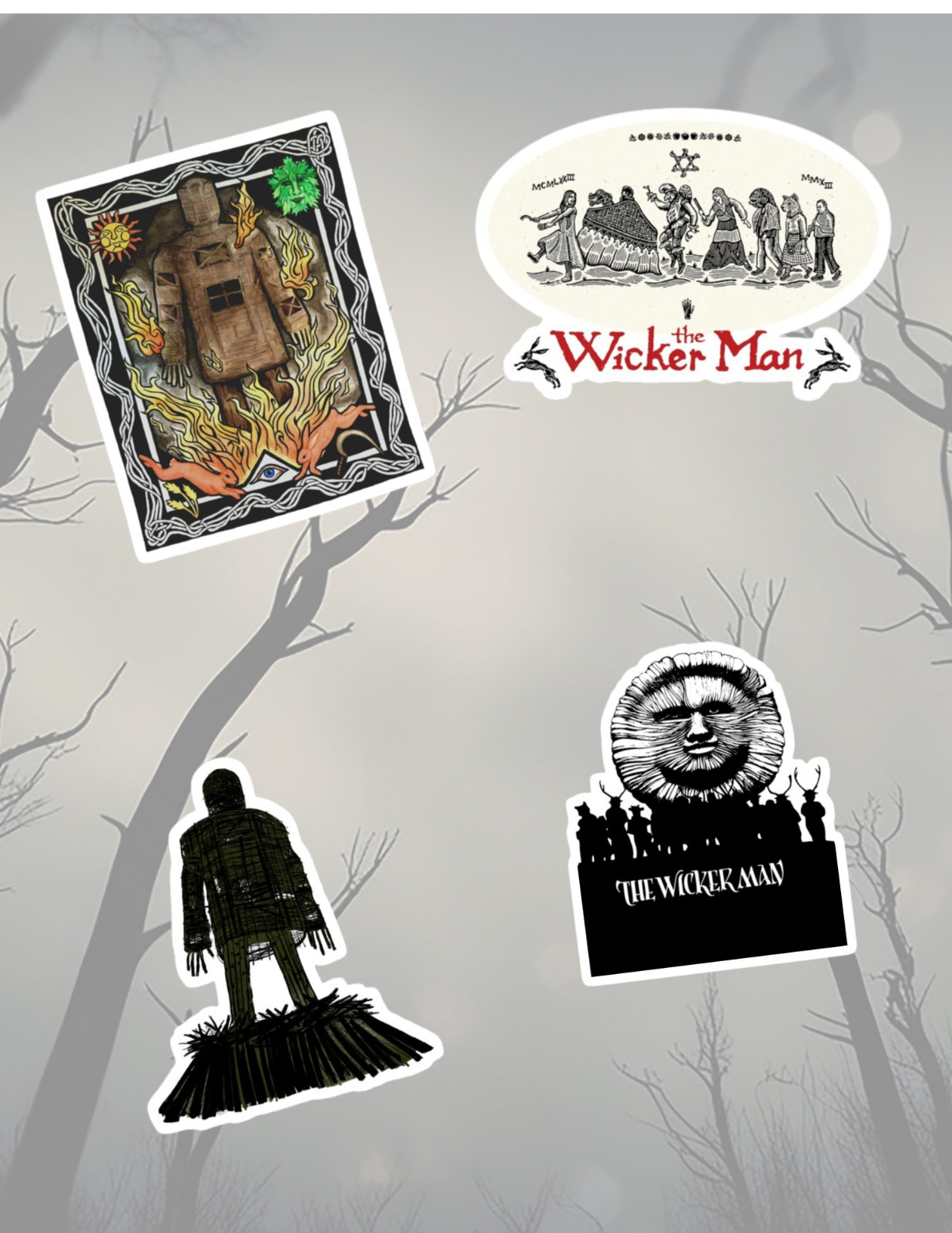 The Wickerman Horror Movie 4pc Stickers Pack