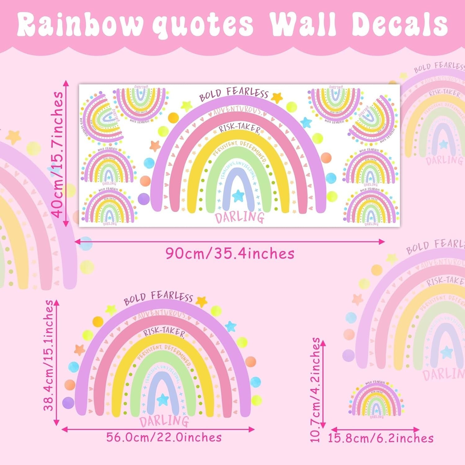 Large Rainbow Inspirational Wall Decal Quote – Positive Colorful Peel & Stick