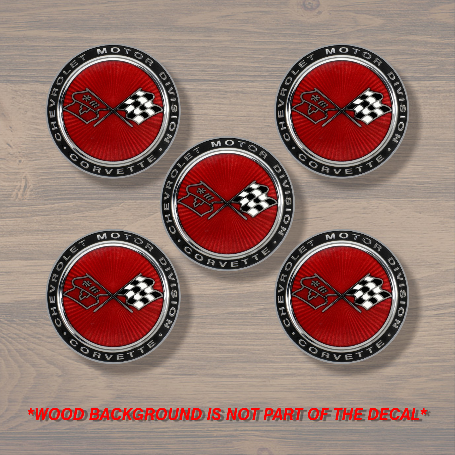 Vinyl Decal Sticker Overlays Fits Corvette Wheel Center Cap x5