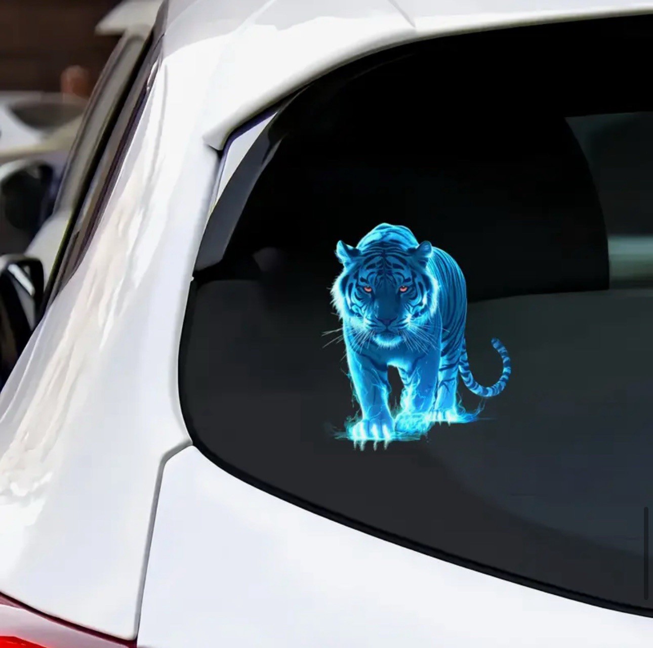 LED NEON BLUE TIGER CAT FELINE 5.5” INCH VINYL STICKER DECAL 1PC