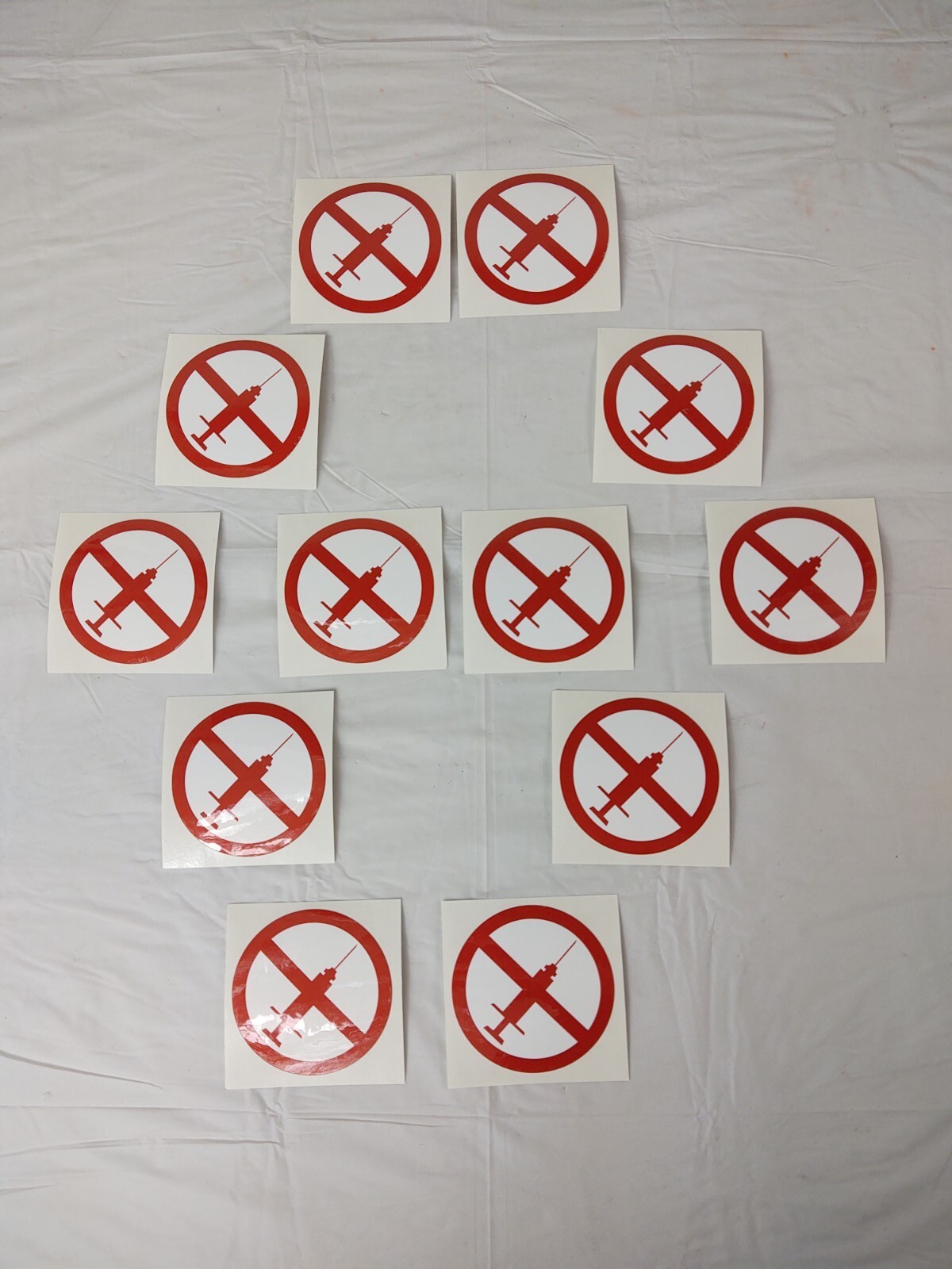 No Syringe Needles Round Trash Can Receptacle Stickers 12 Individual Stickers