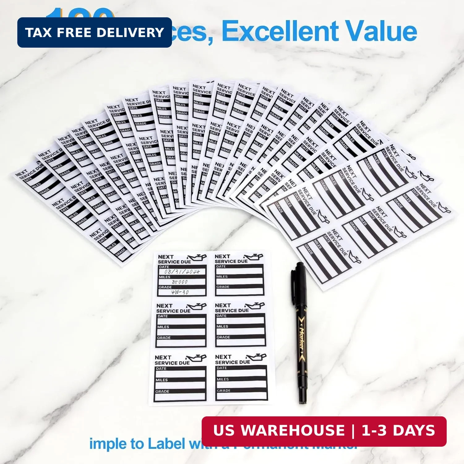 for Oil Change Sticker Static Cling, Clear Stickers 120 Pcs 2"x 2" Next Service