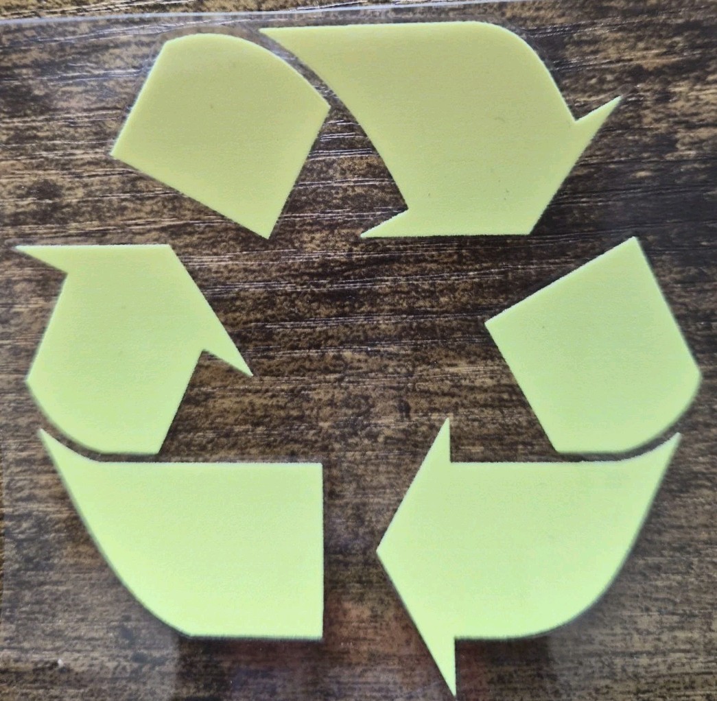 Recycle UV DTF Raised Decal- Reuse Renew Symbol Trash Work Bin Can Window