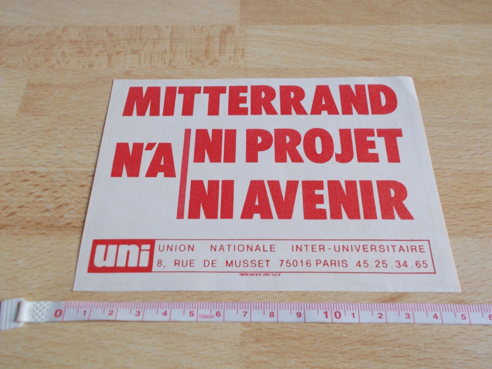 Sticker Politics – Mitterrand 'N A Ni Project Ni Future – Plain