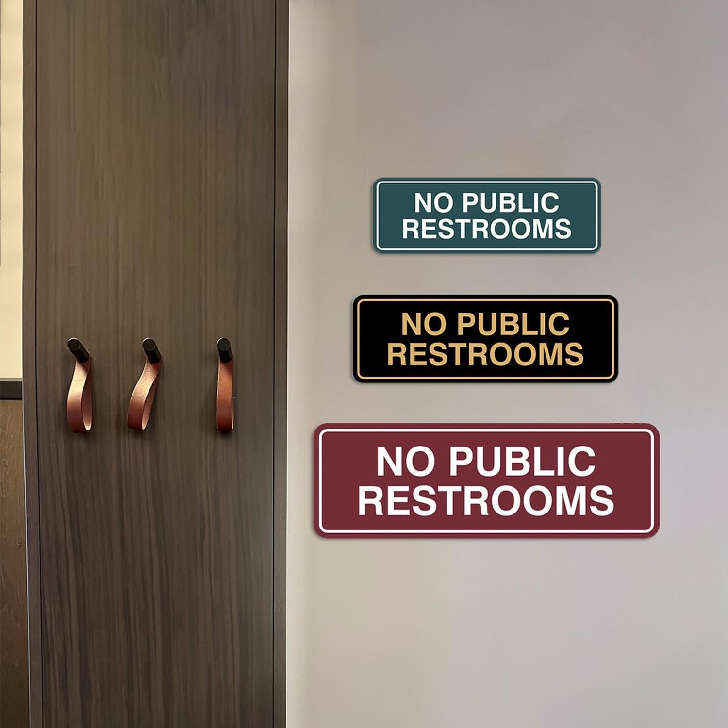 Standard No Public Restroom Wall or Door Sign | Bathroom Signage – Black – Sm…