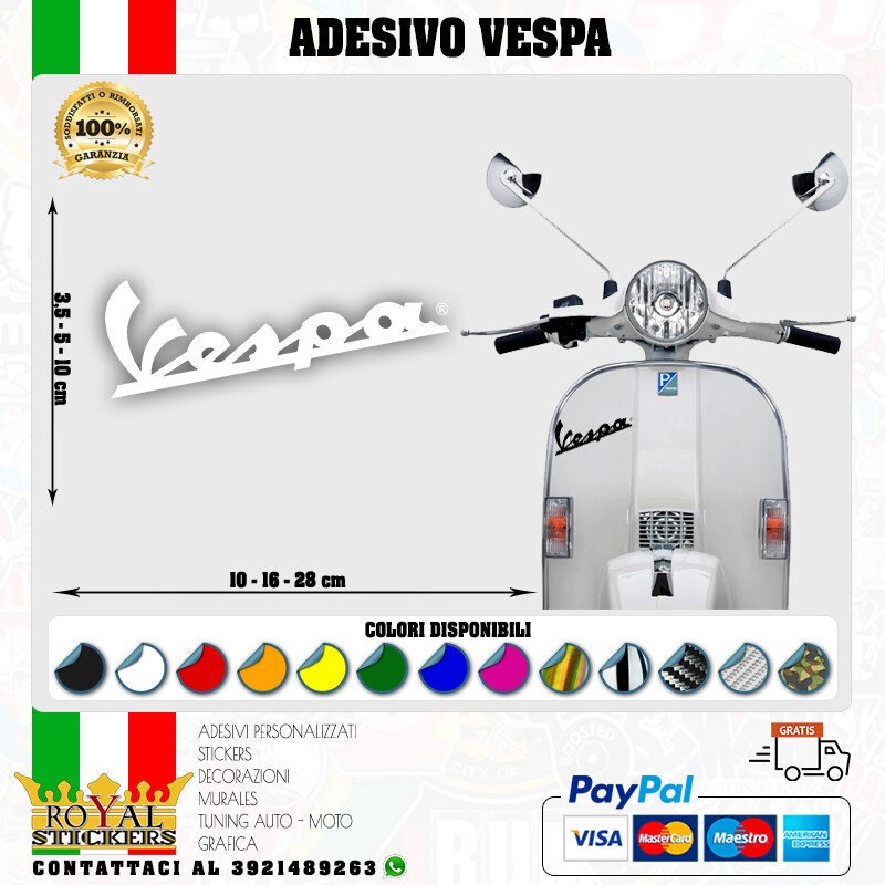 VINTAGE VESPA LOGO STICKER FOR HELMET FAIRING 6 DAYS VESPA 80s various col.