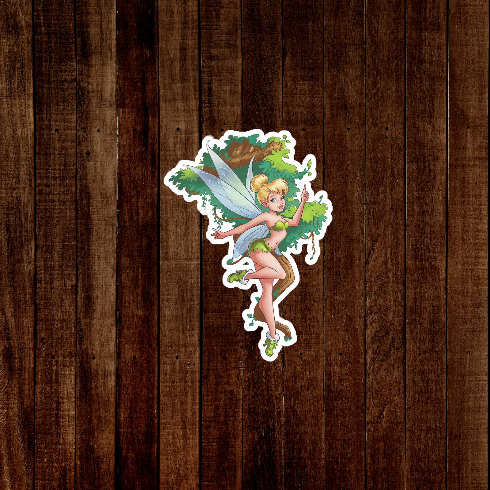 Enchanting Fairy Sticker – Magical Forest Pixie with Transparent Wings #1439