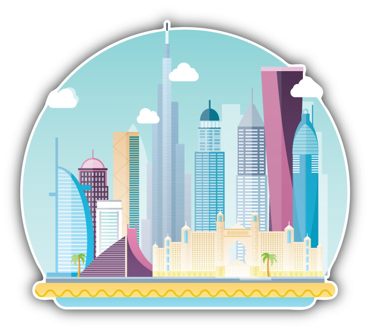 Dubai City View Car Bumper Sticker Decal