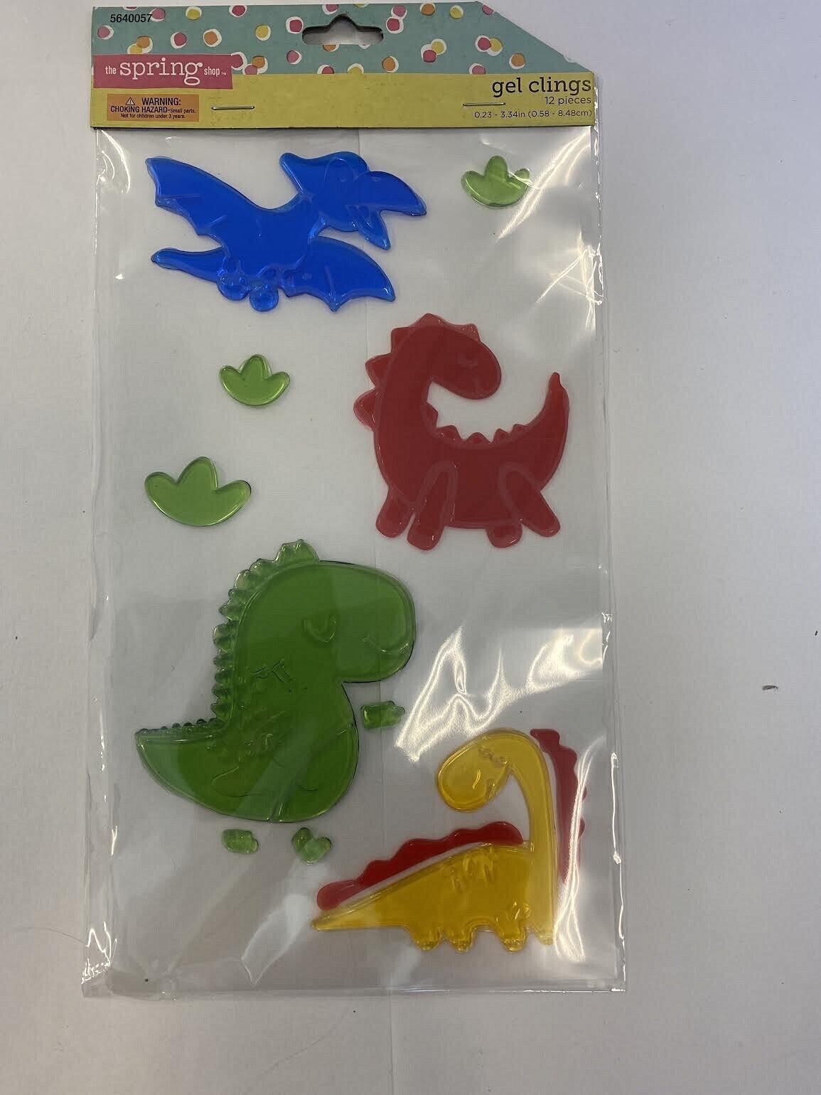 Dinosaur Dino Window Gel Cling Decor classroom 12 pieces 1/4" x 3" stickers