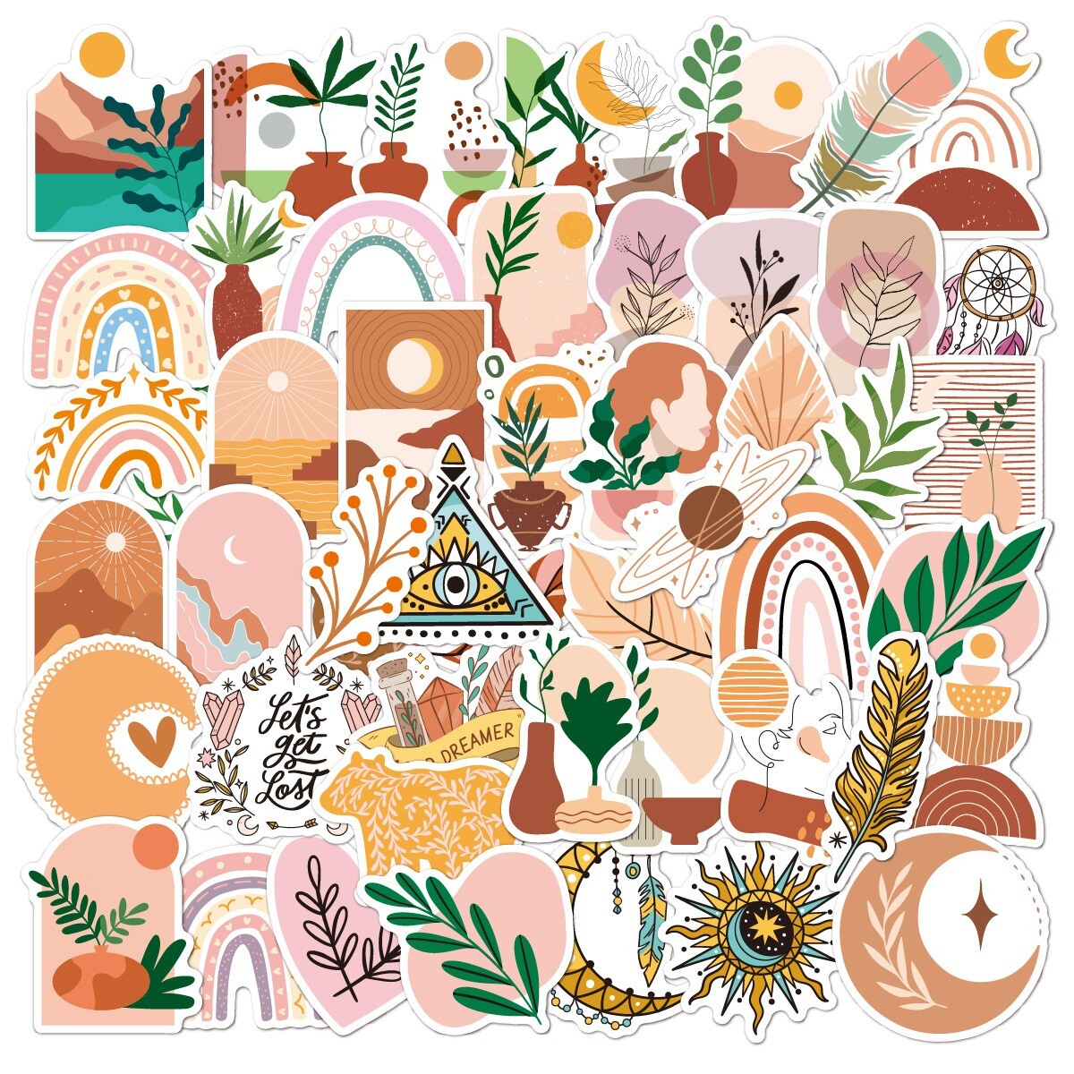 200pcs Retro Cottagecore Bohemia Vintage STICKER PACK，#172175184213
