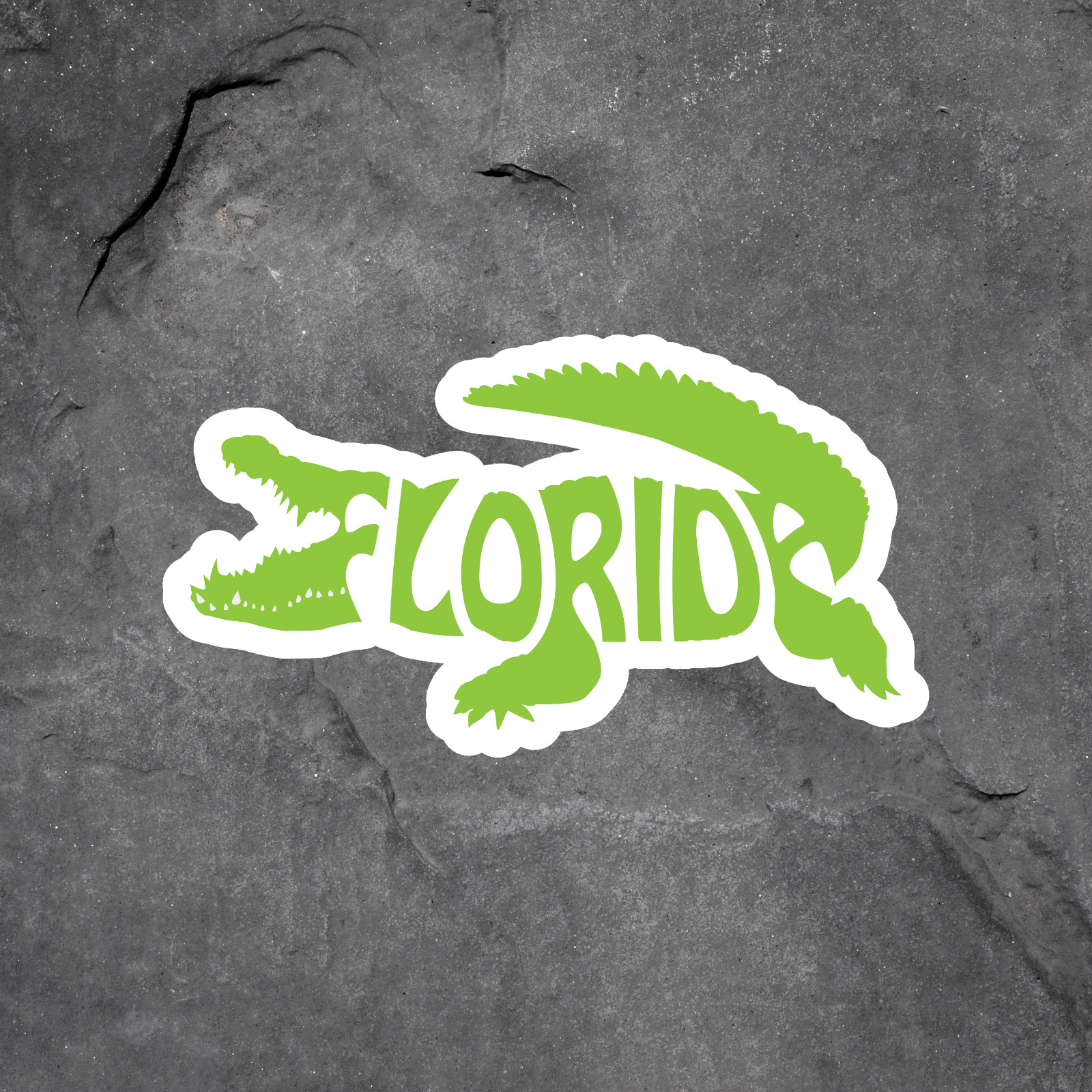Florida Sticker Vinyl Decal Alligator Shape State Graphic Green Gator Art