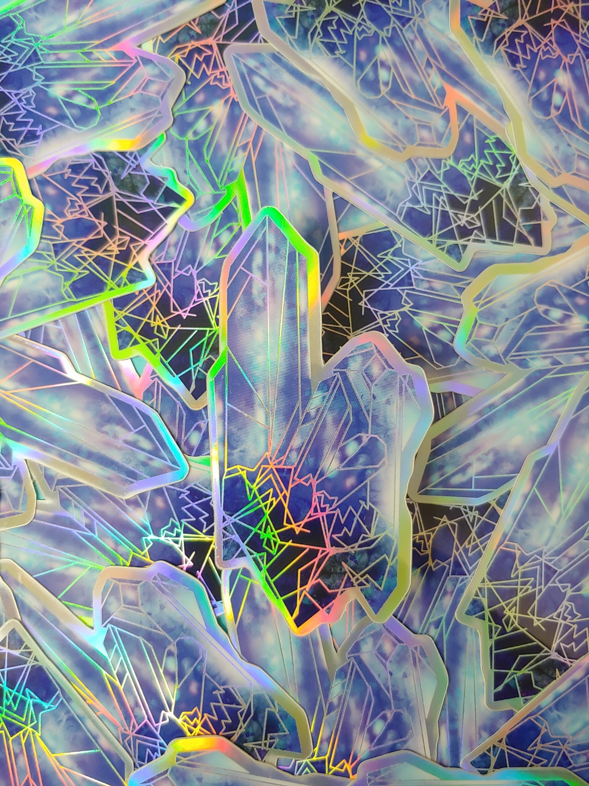 Holographic Blue Crystal, Waterproof, Vinyl Sticker