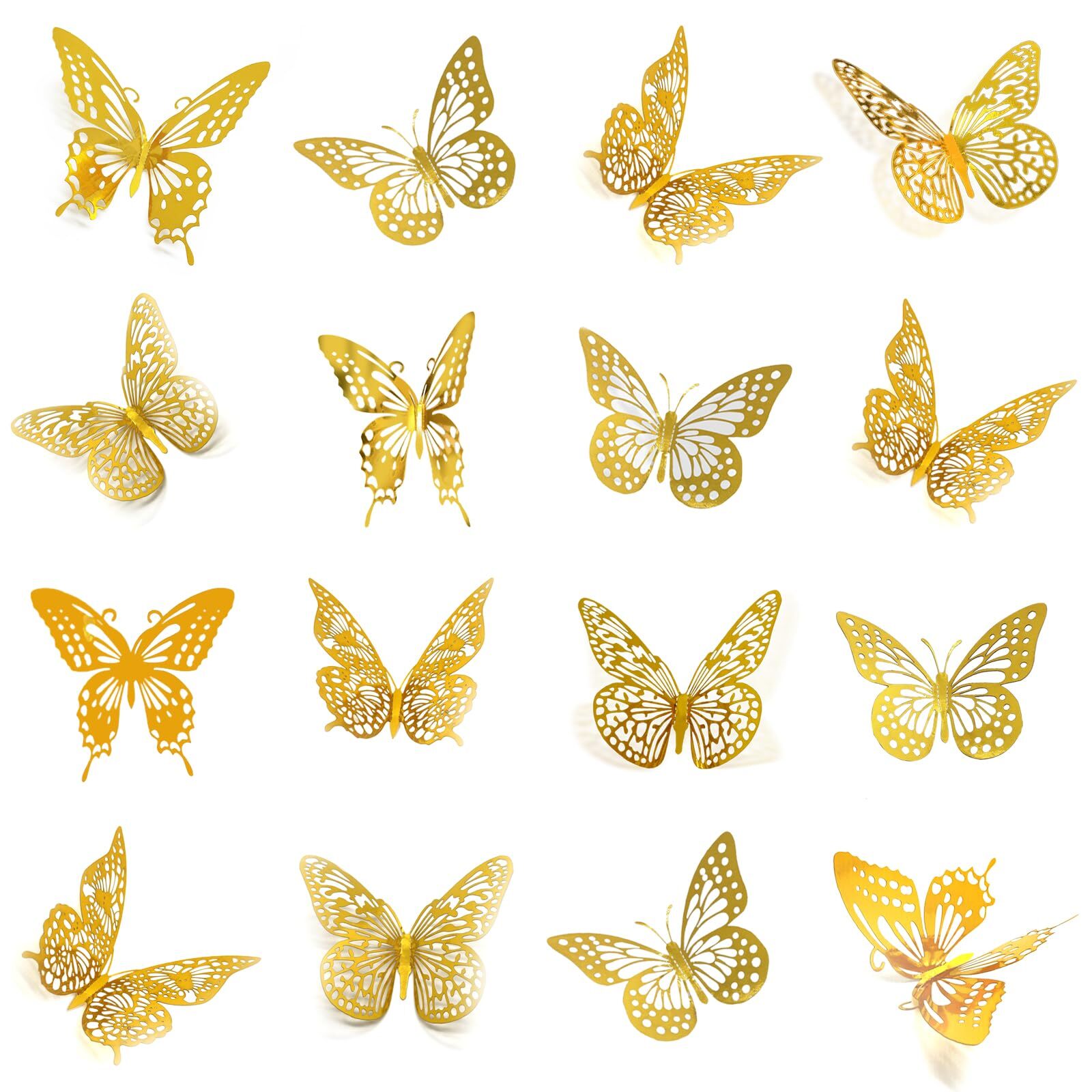 48 Pcs 3D Butterfly Wall Decor for Birthday Party Cake Topper Room Decor