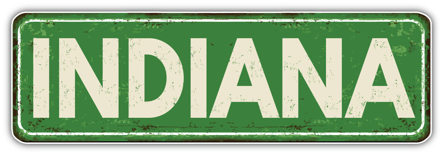 Indiana USA State Grunge Retro Emblem Car Bumper Sticker Decal "SIZES"