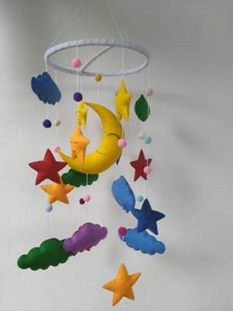 HANDMADE FELT MACRAME BABY COT MOBILE WALL HANGING BABY ROOM Nursery 3D Decorr