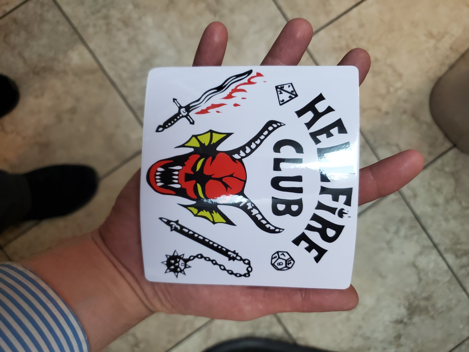 Vintage Stranger Things Hellfire Club Large White Sticker 5"x 4.75"