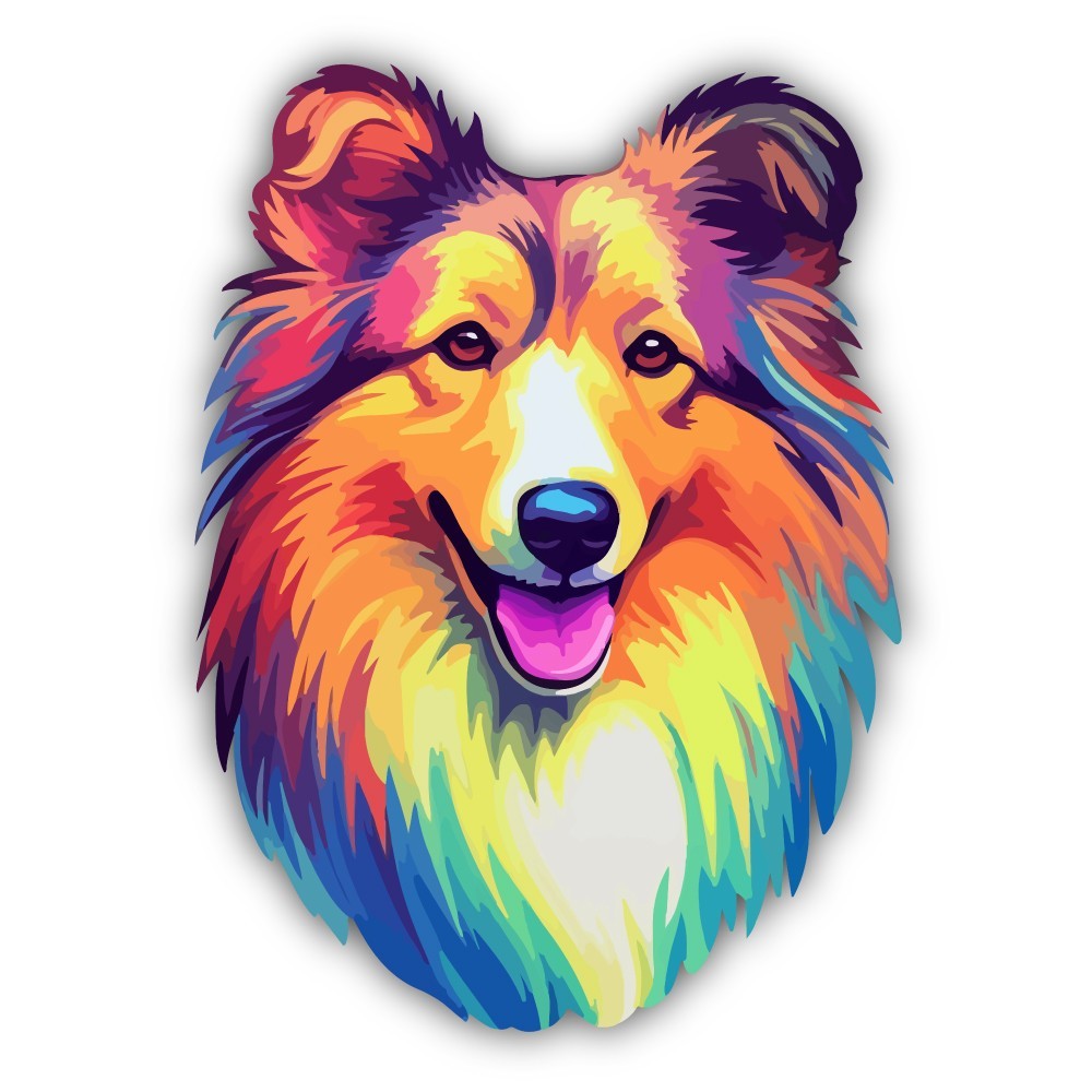 Shetland Sheepdog Color Art Cut To Shape Vinyl Sticker