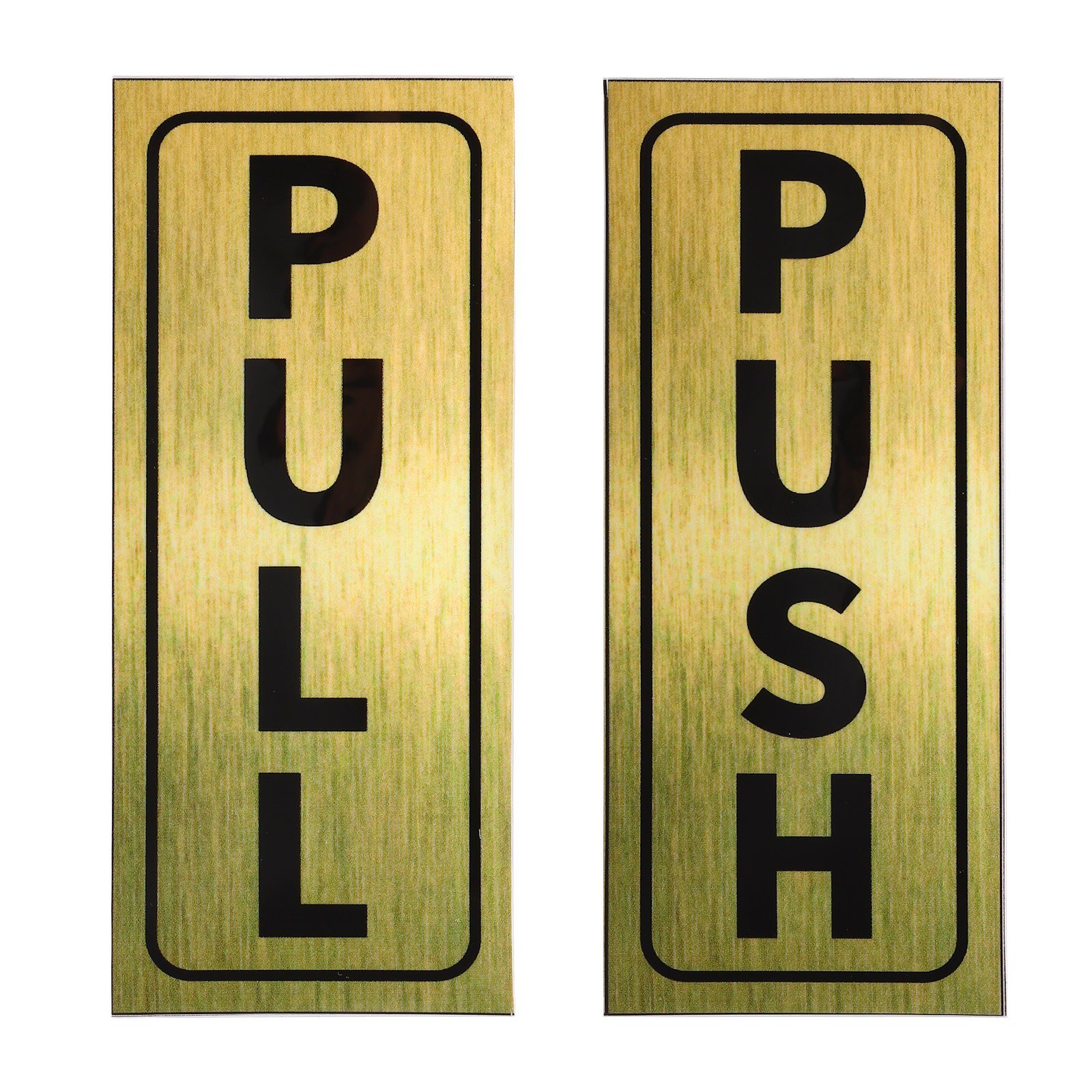 Push Pull Door Sign 2"x5" Self-Adhesive Waterproof Pull Push Sticker Golden