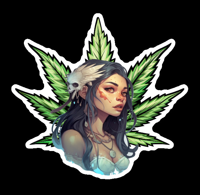 Native American Weed Smoker Laptop Sticker Weatherproof Vinyl Indigenous Art