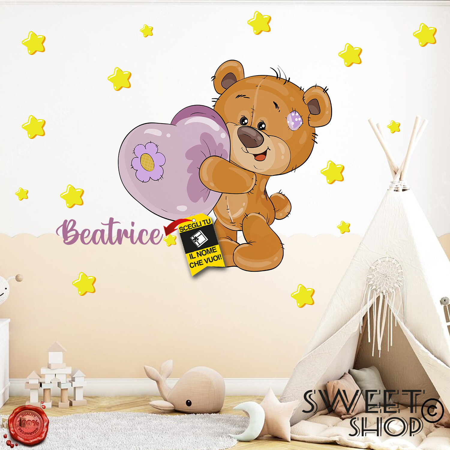 Custom Girl BEAR Wall Sticker Wall Sticker Decoration GIFT IDEA