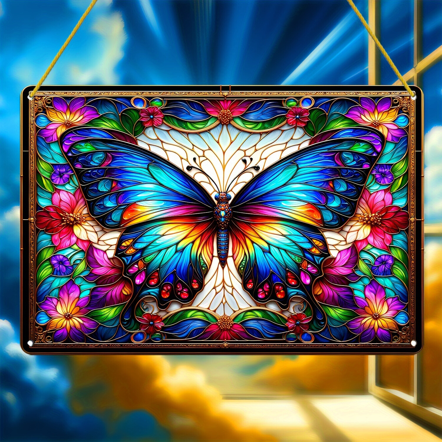 Butterfly Element Rectangular Acrylic Hanging Decoration for Wall Windows