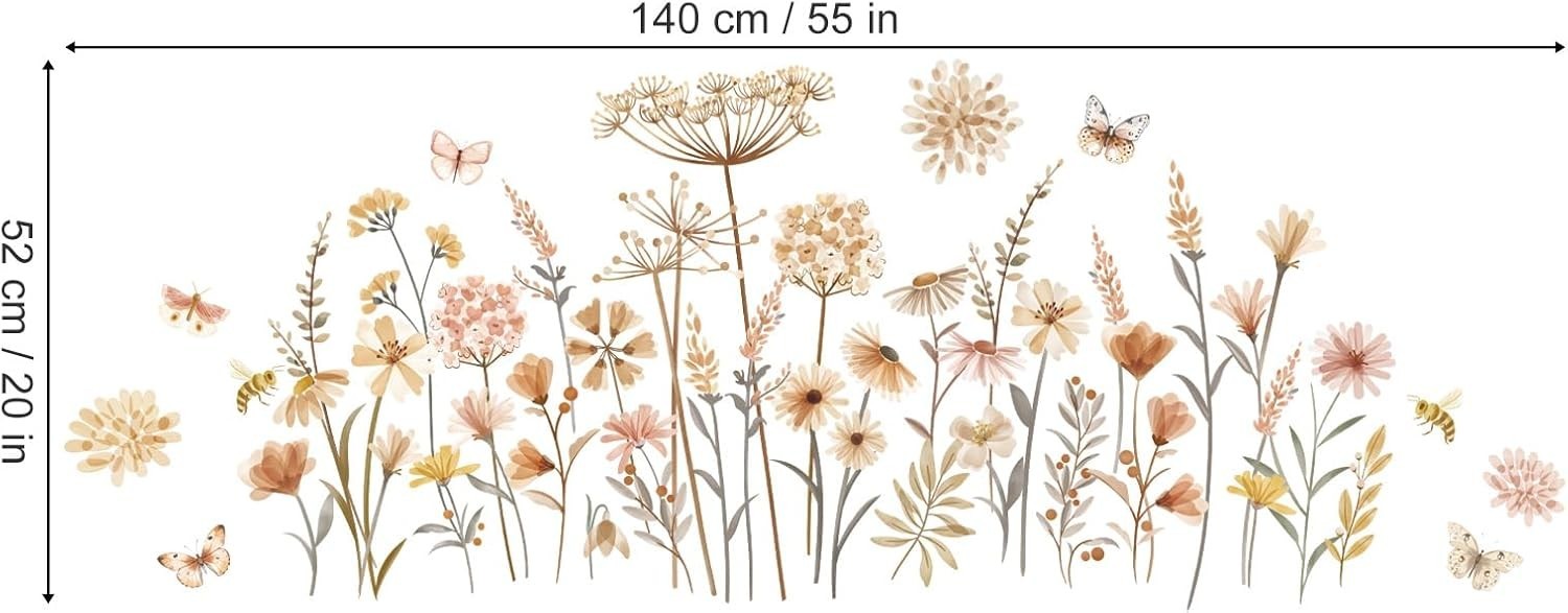 Boho Flower Wall Decals Wildflower Floral Dandelion Grass Wall Stickers Baby …