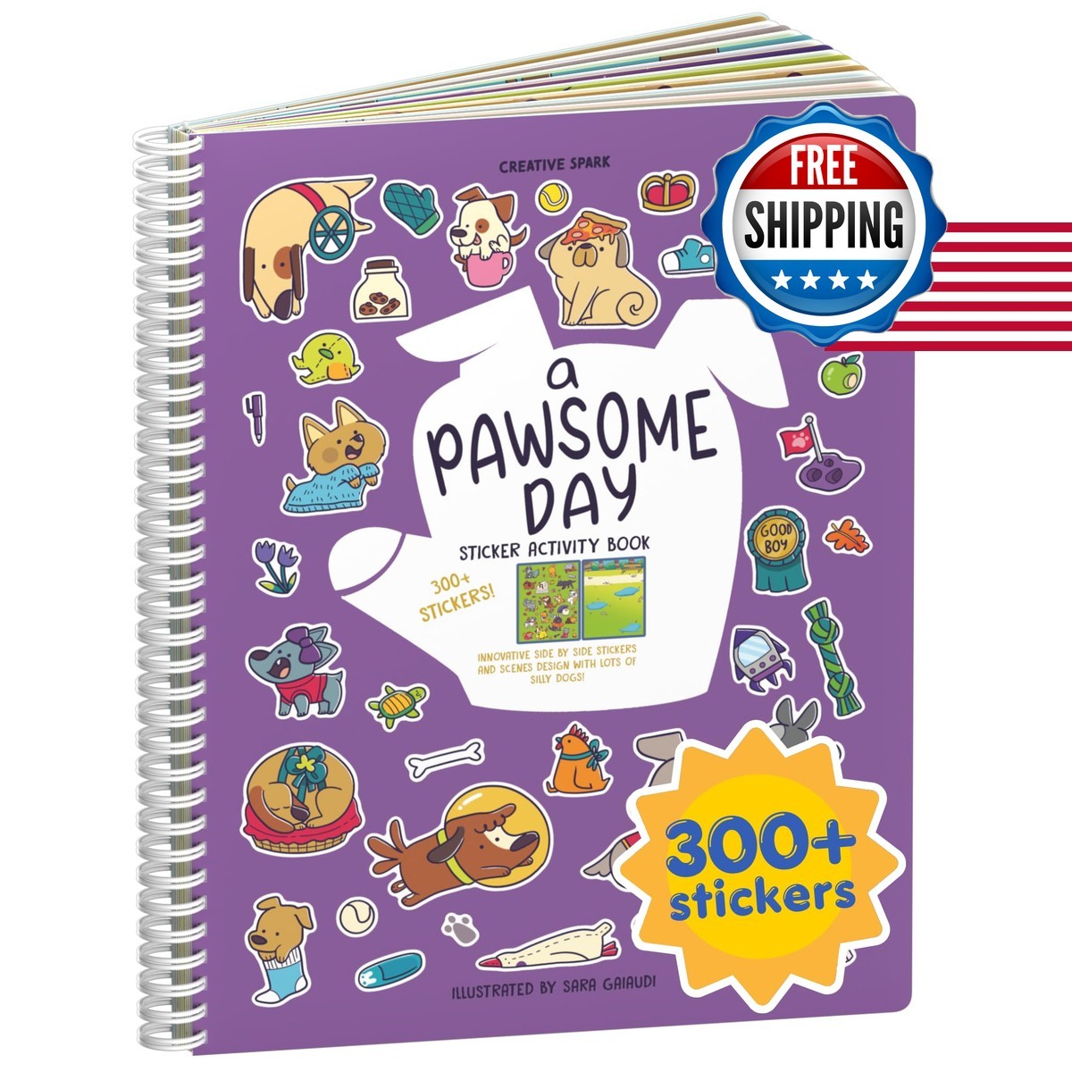 Cupkin KSB58 Dog Sticker Book 300+ Stickers 8 Coloring Pages Ages 2-8